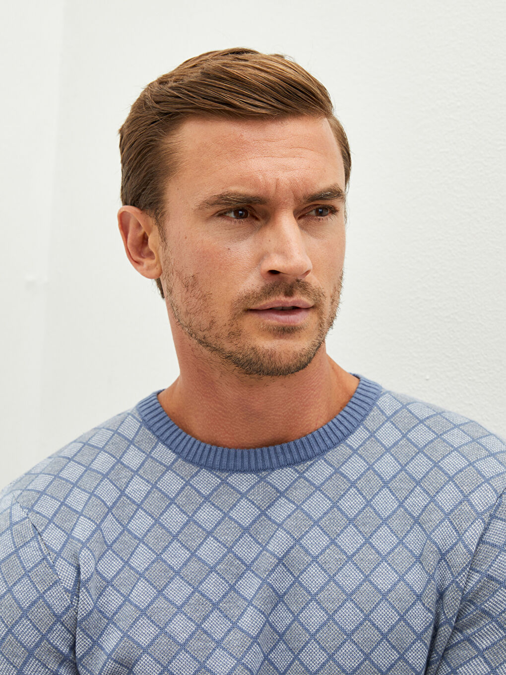 İndigo Bisiklet Yaka Uzun Kollu Desenli Erkek Triko Kazak-2