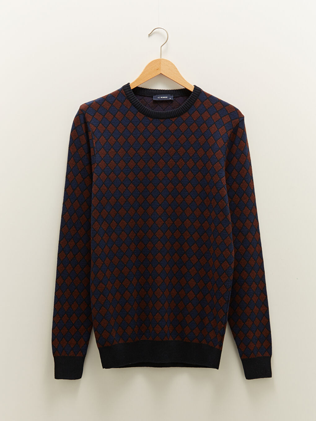 Turuncu Bisiklet Yaka Uzun Kollu Desenli Erkek Triko Kazak-6