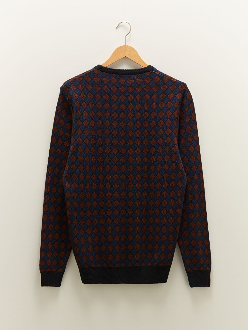 Turuncu Bisiklet Yaka Uzun Kollu Desenli Erkek Triko Kazak-7