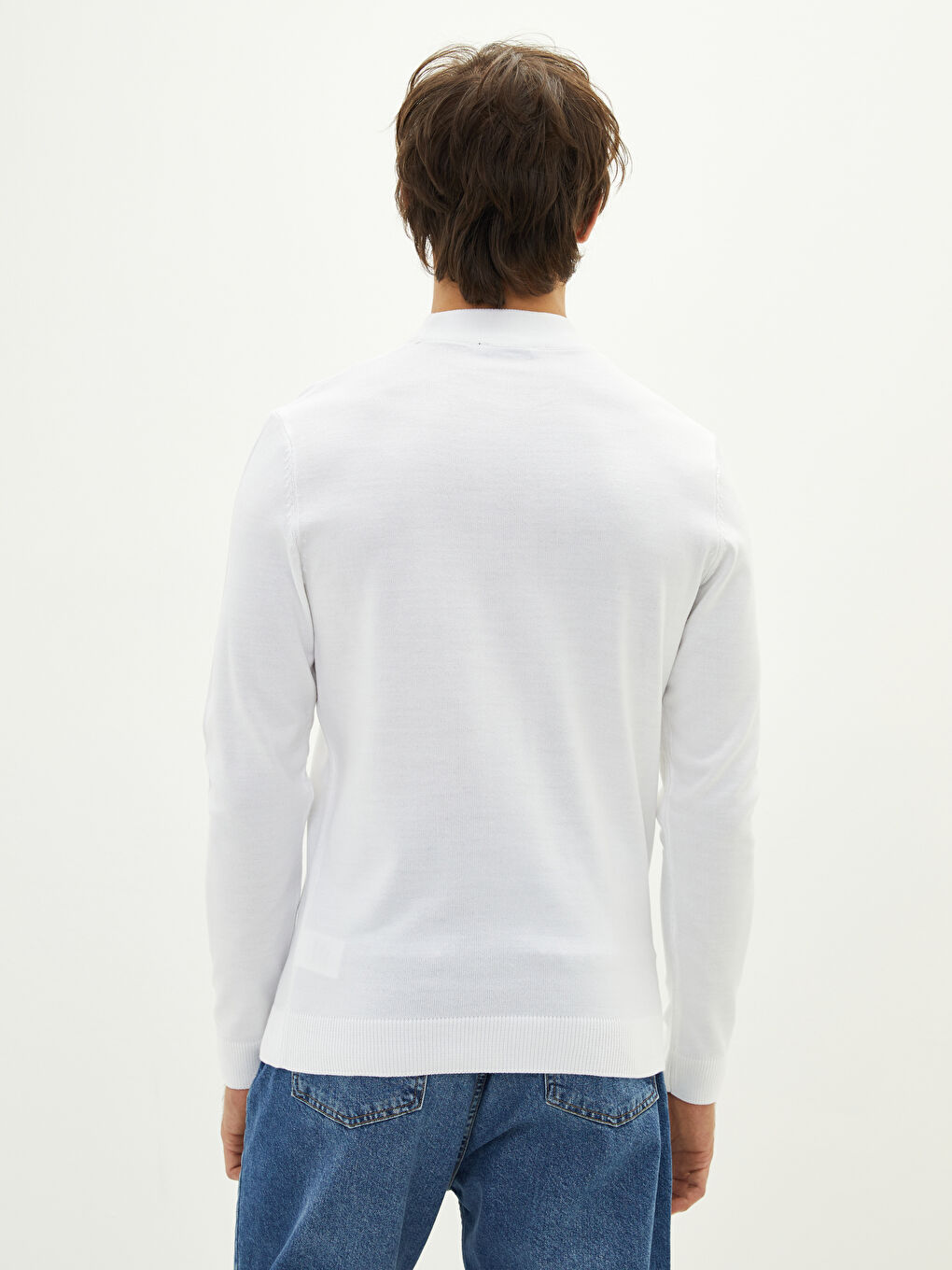 Ekru Yarım Balıkçı Yaka Uzun Kollu Erkek Triko Kazak-4