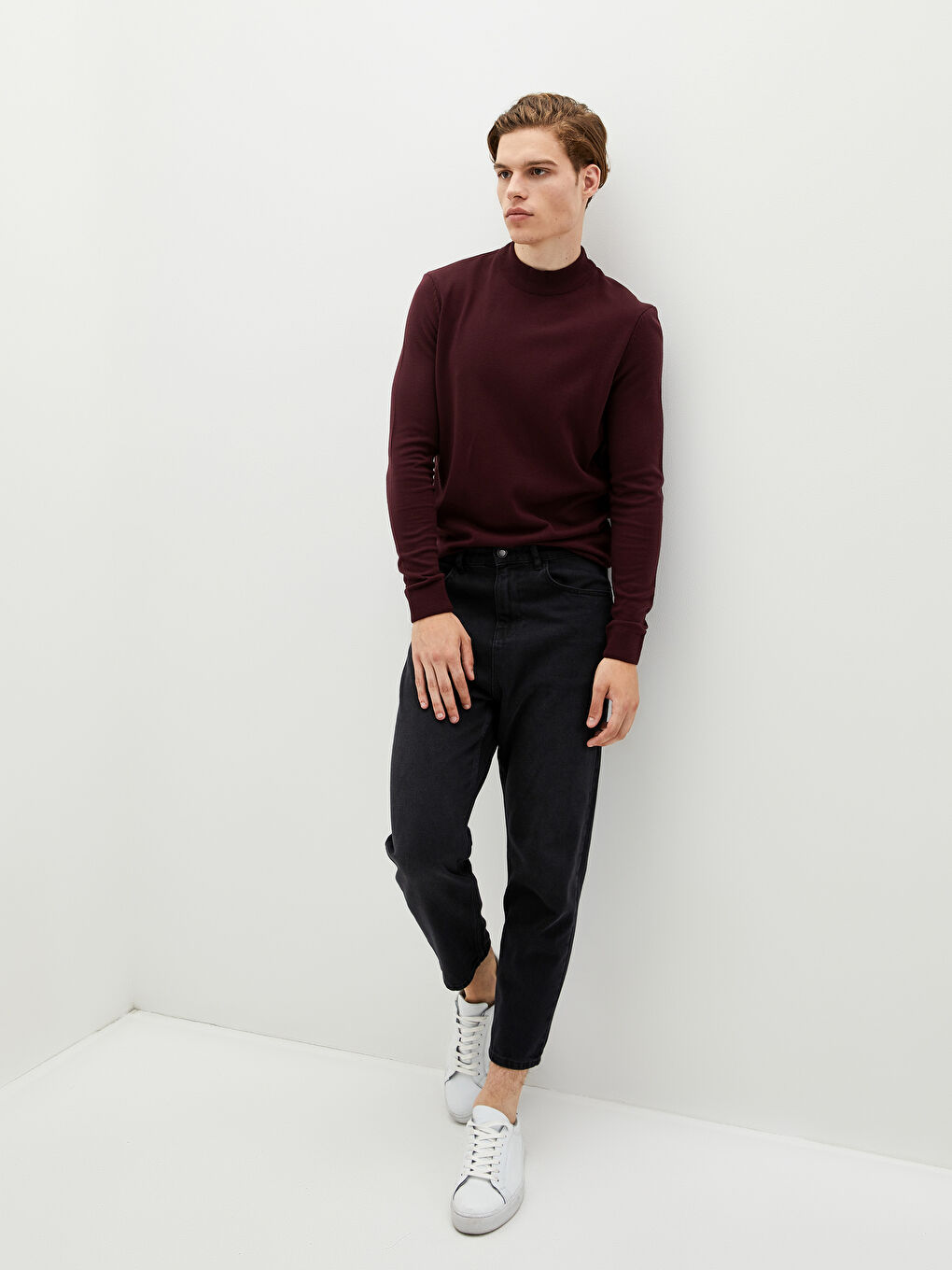 Half Turtleneck Long Sleeve Men's Knitwear Sweater-1