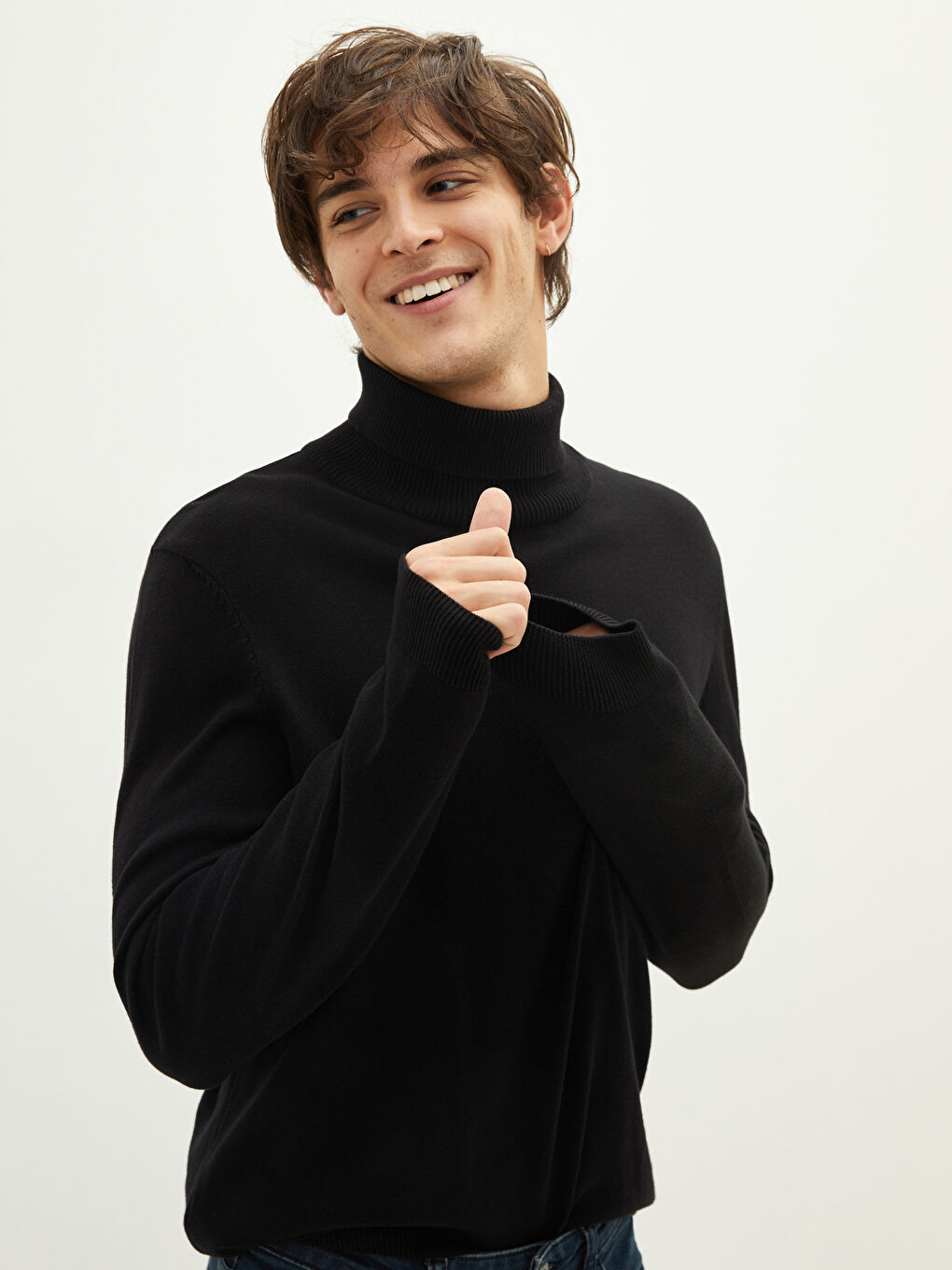 Half Turtleneck Long Sleeve Men's Knitwear Sweater-3