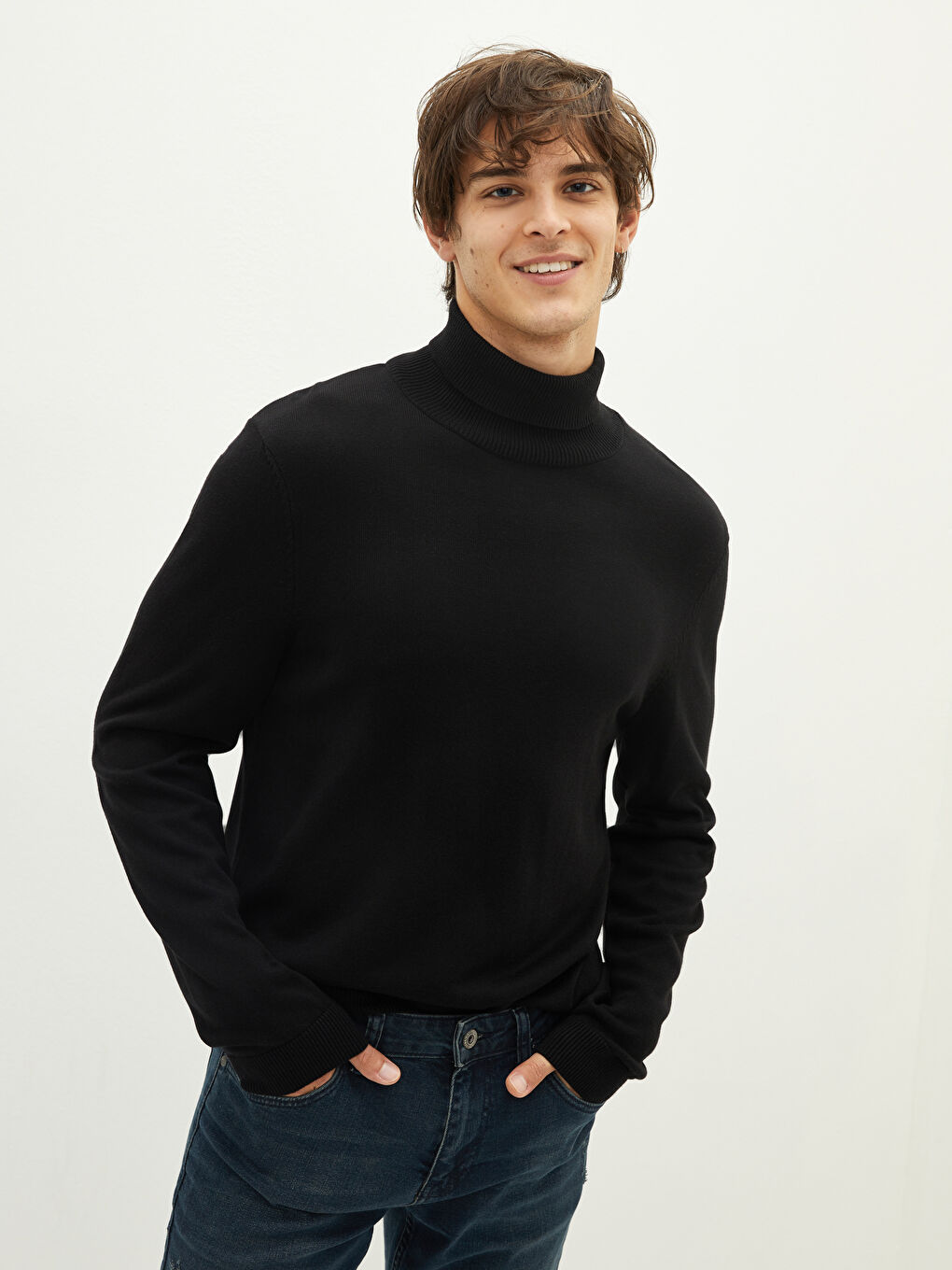 Half Turtleneck Long Sleeve Men's Knitwear Sweater-5