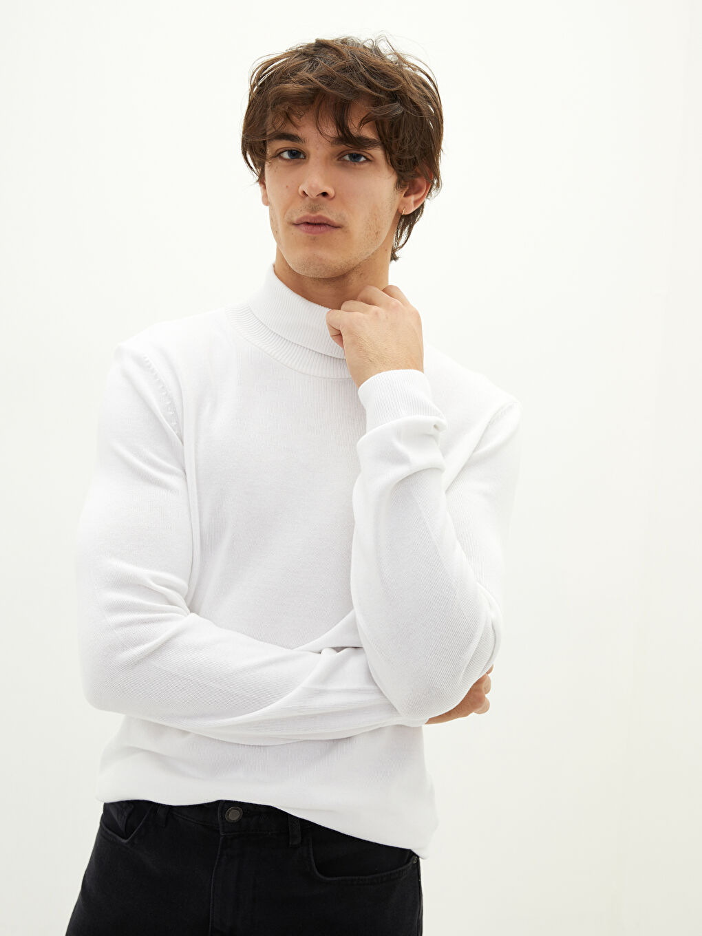 Half Turtleneck Long Sleeve Men's Knitwear Sweater-2