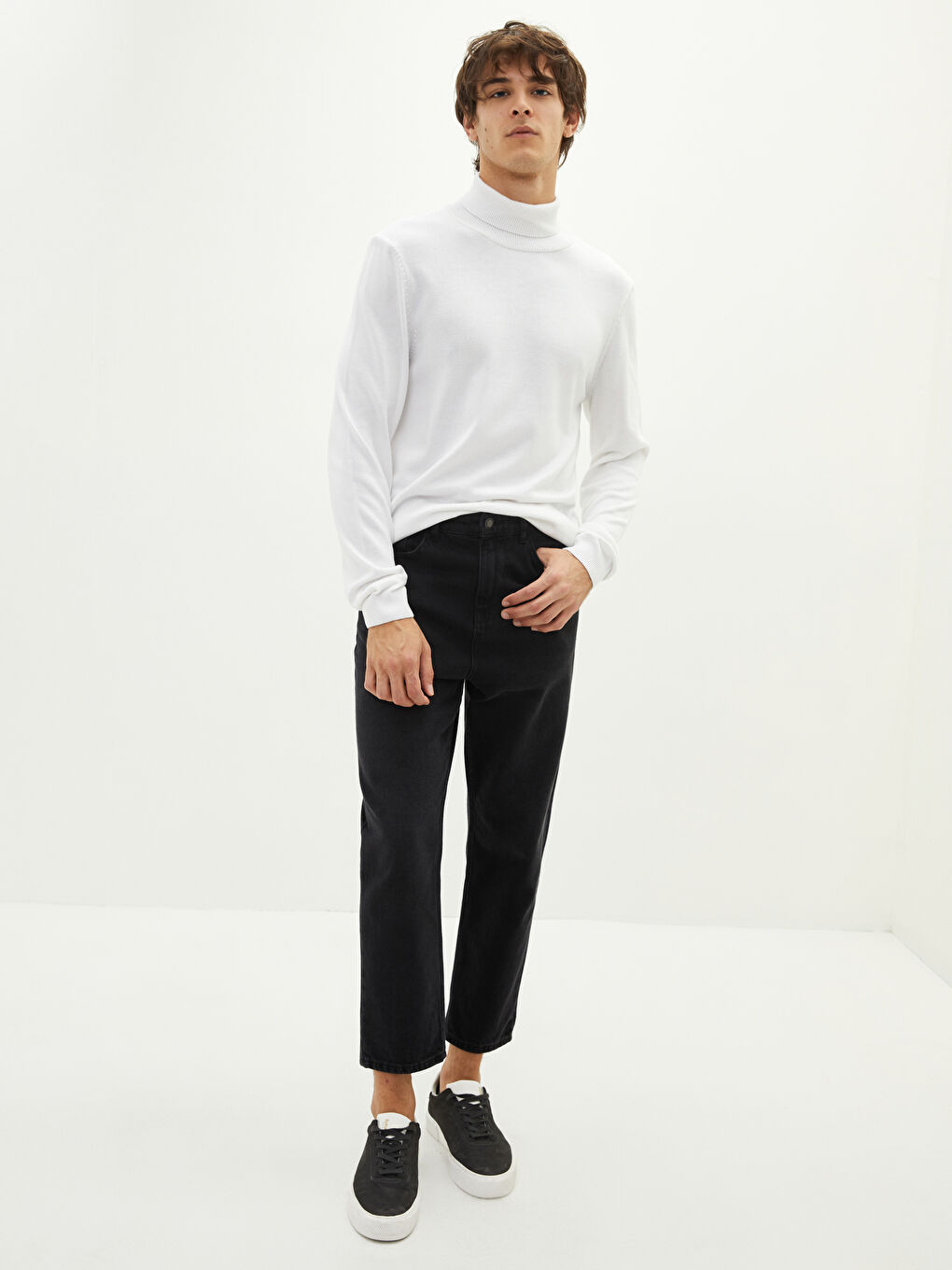 Half Turtleneck Long Sleeve Men's Knitwear Sweater-4