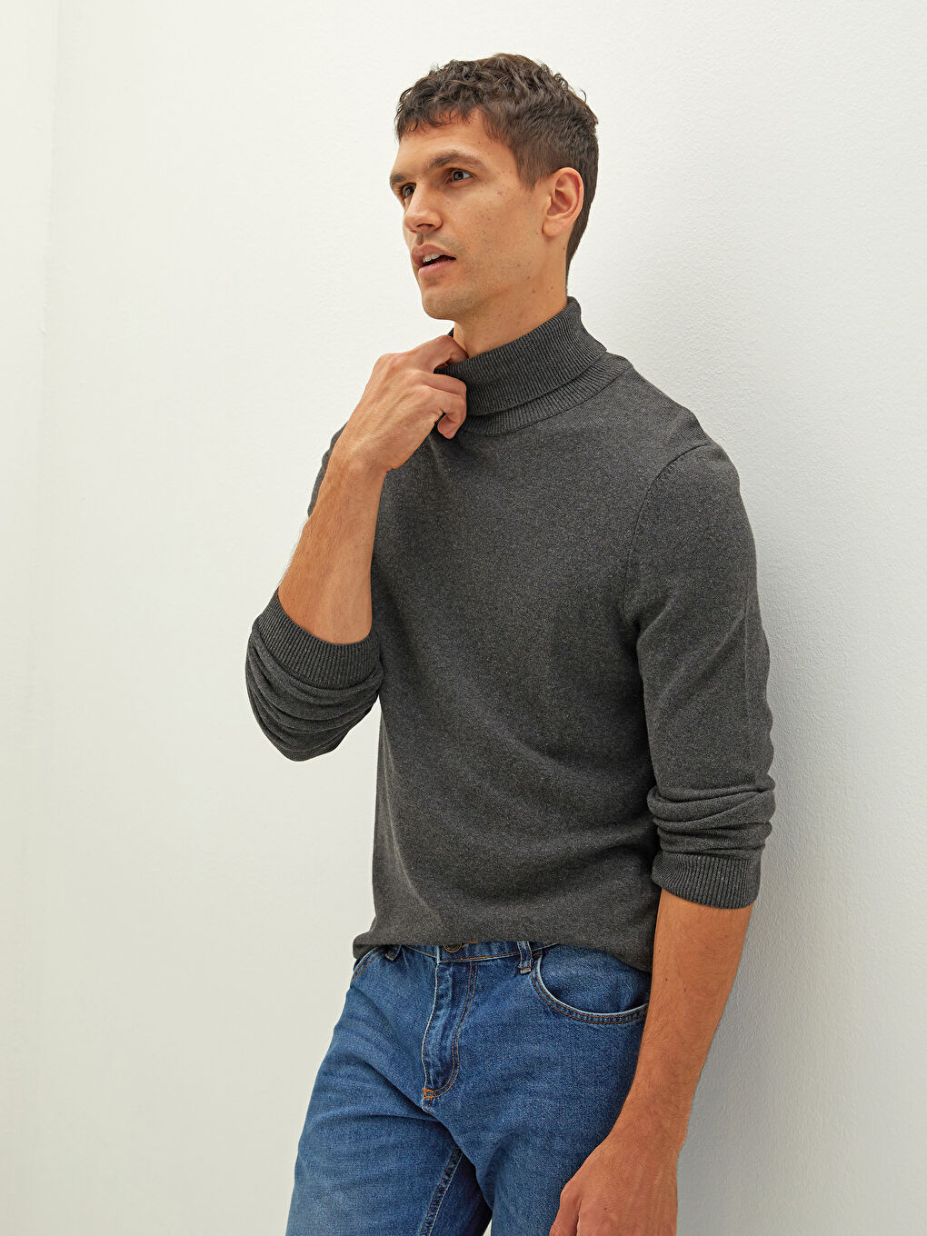 Half Turtleneck Long Sleeve Men's Knitwear Sweater