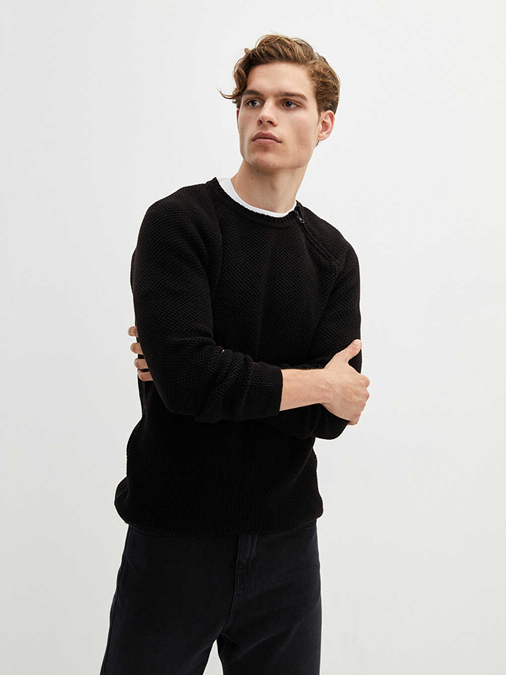XSIDE Crew Neck Long Sleeve Men's Tricot Sweater - W11733Z8-CVL