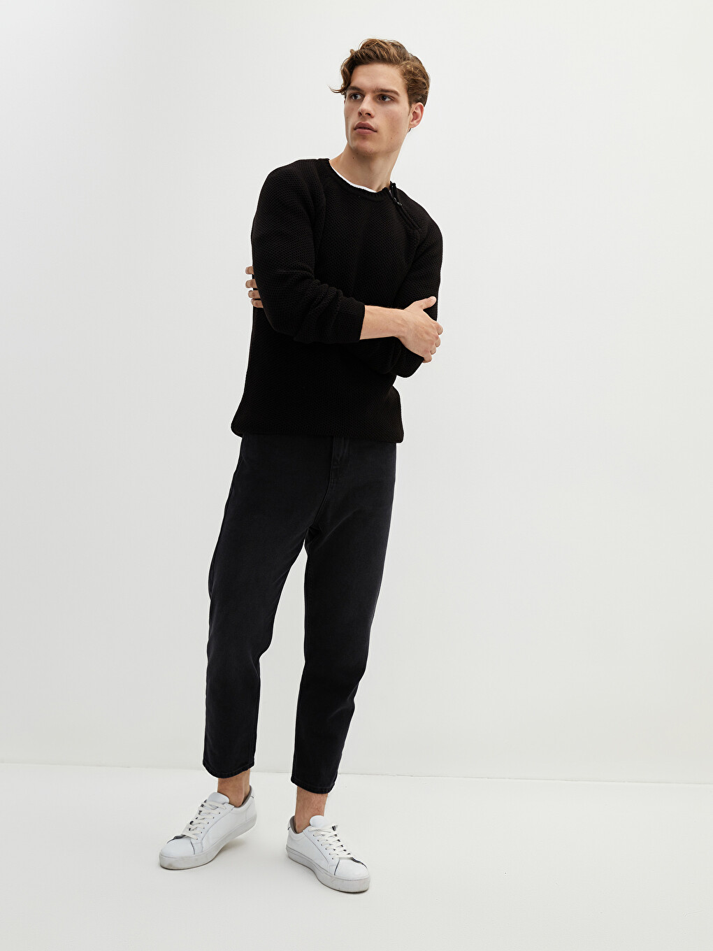 XSIDE Crew Neck Long Sleeve Men's Tricot Sweater - W11733Z8-CVL