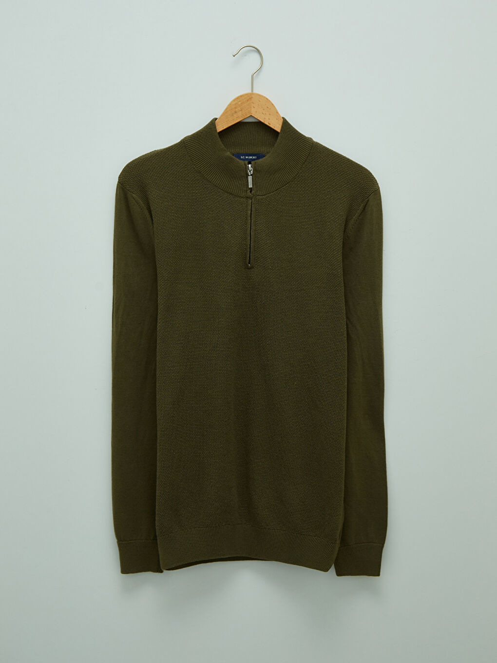 SOUTHBLUE Zippered Turtle Neck Long Sleeve Men's Tricot Sweater -W11735Z8-HCZ