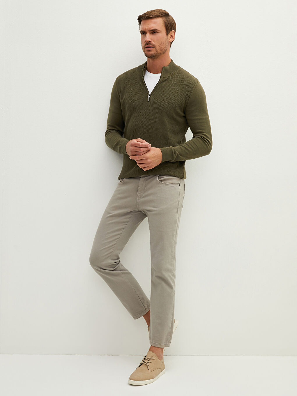 SOUTHBLUE Zippered Turtle Neck Long Sleeve Men's Tricot Sweater -W11735Z8-HCZ