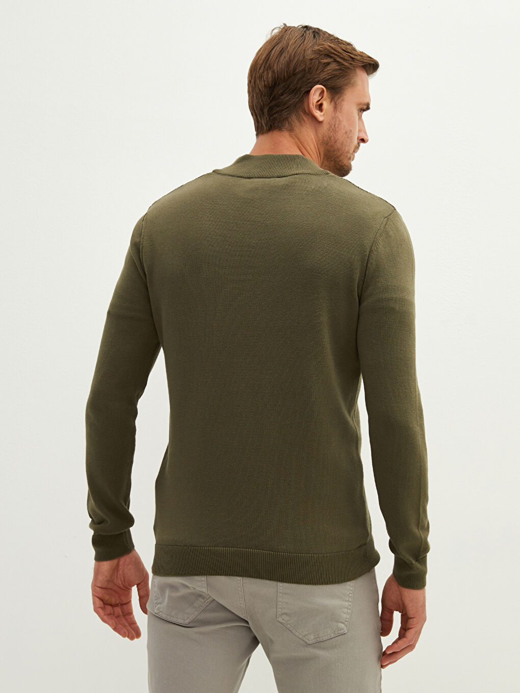 SOUTHBLUE Zippered Turtle Neck Long Sleeve Men's Tricot Sweater -W11735Z8-HCZ