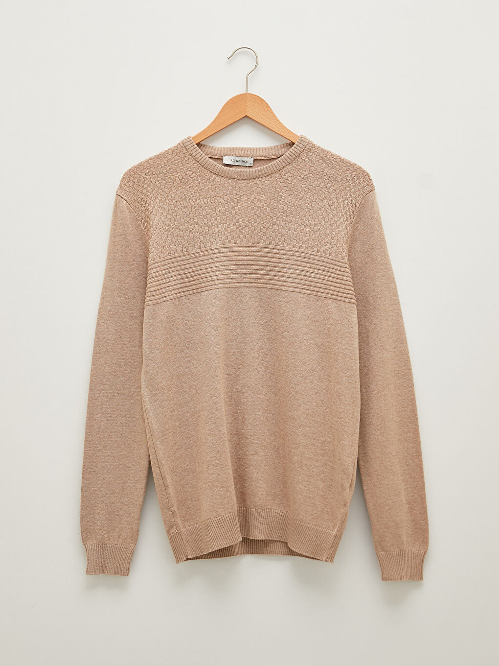 Crew Neck Long Sleeve Men's Tricot Sweater-5