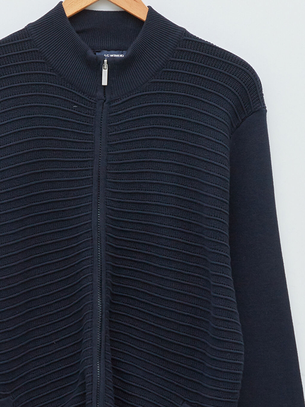Standard Fit Turtle Neck Long Sleeve Men's Tricot Cardigan-7