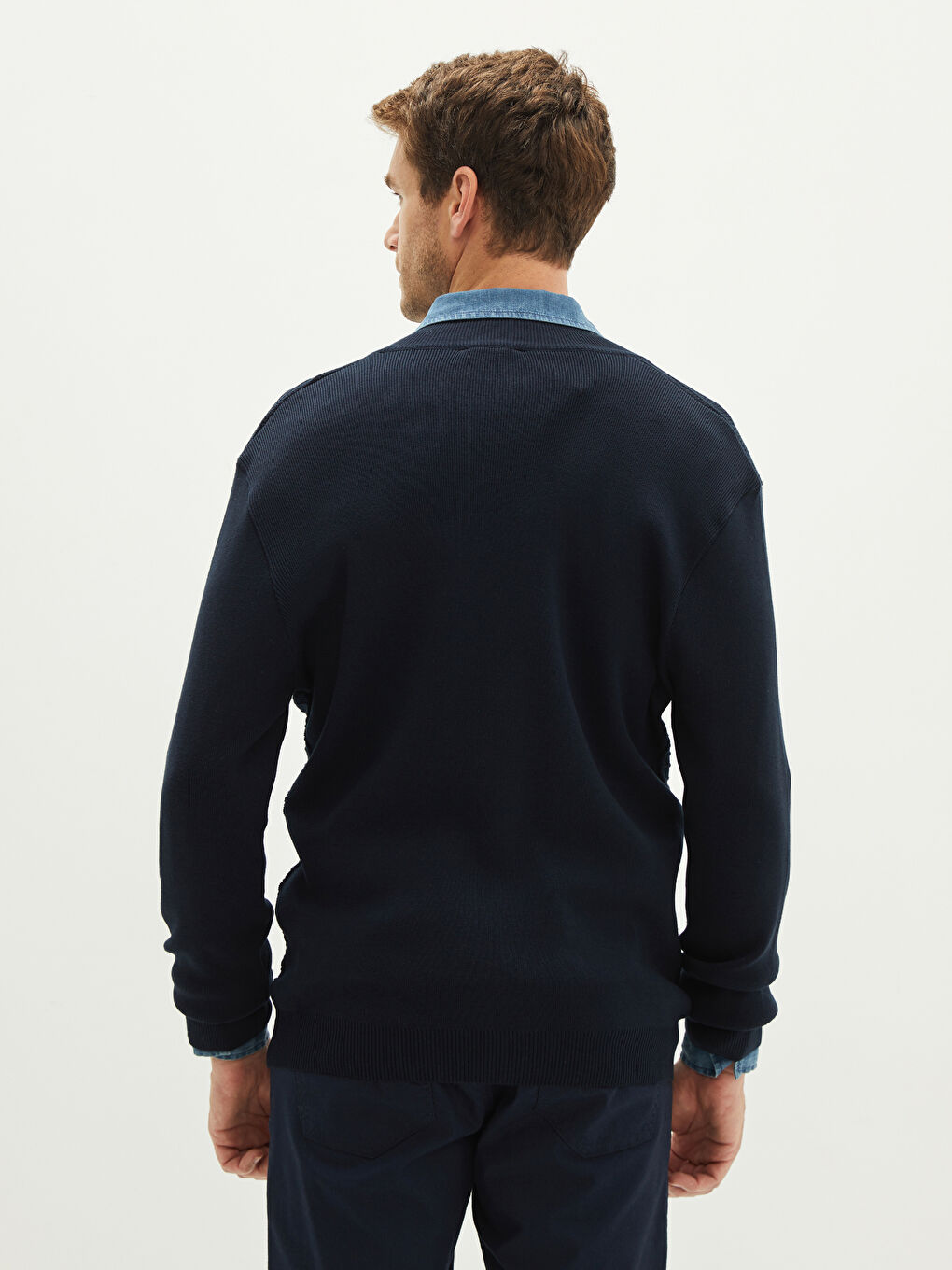 Standard Fit Turtle Neck Long Sleeve Men's Tricot Cardigan-4