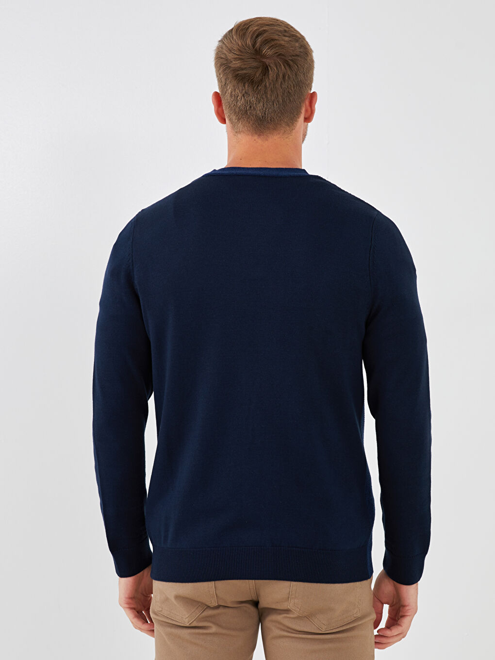 V-Ausschnitt Langarm Schlicht Herren Strickjacke Cardigan-4