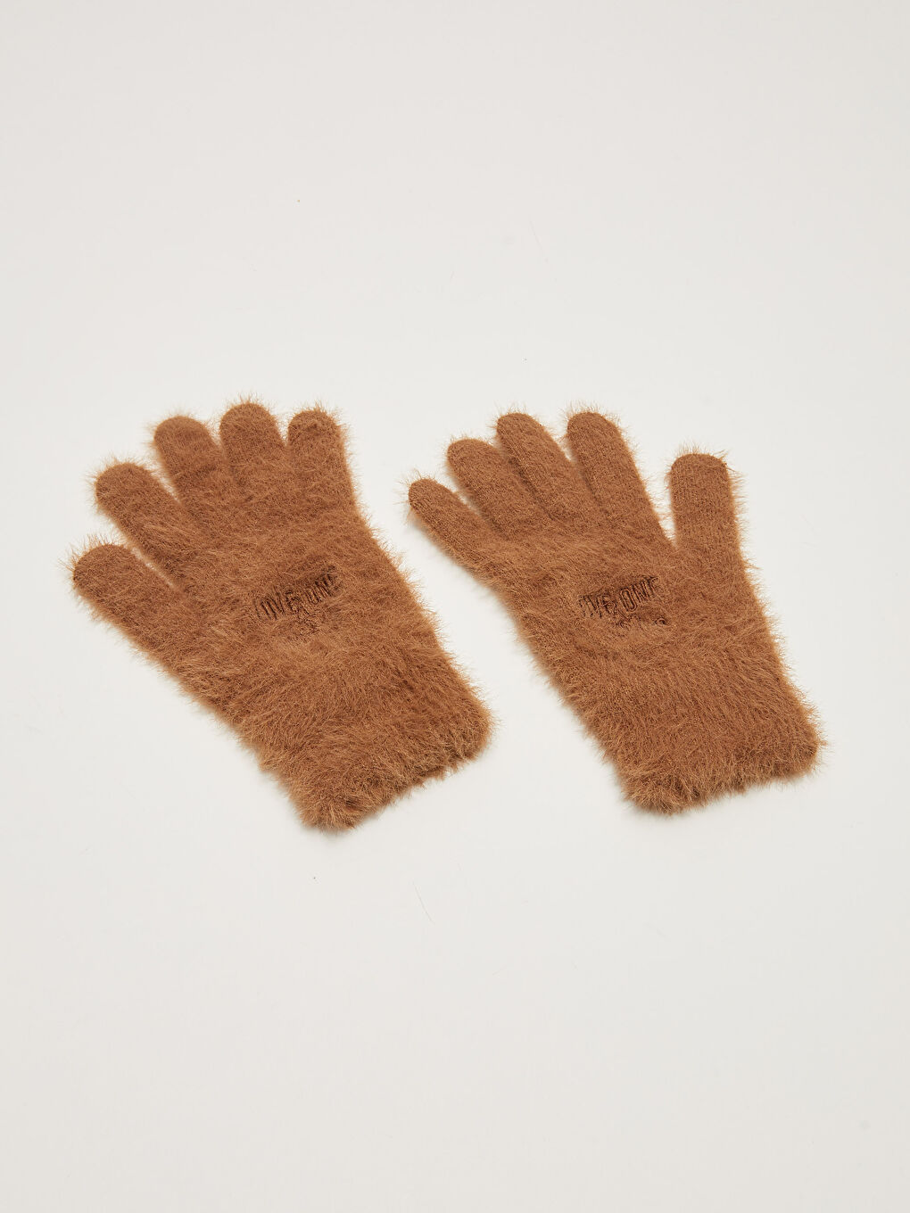 Kahverengi Kadın Nakışlı Triko Eldiven-3