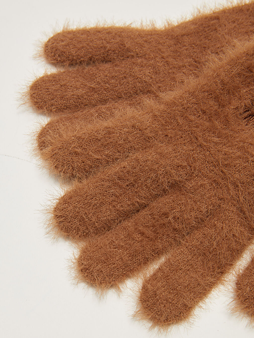 Kahverengi Kadın Nakışlı Triko Eldiven-5