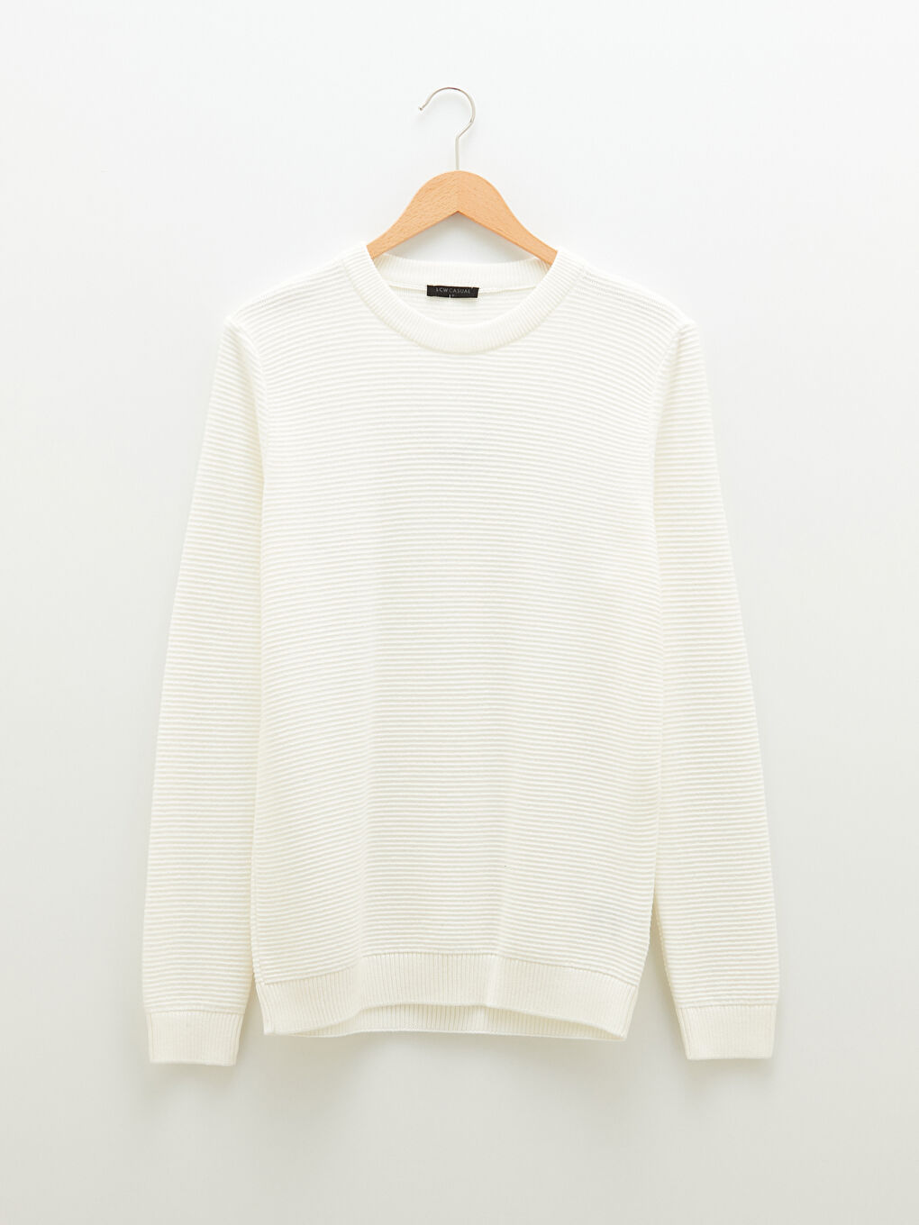 Ерлерге арналған трикотаж ұзын жеңді дөңгелек жағалы жемпір-5