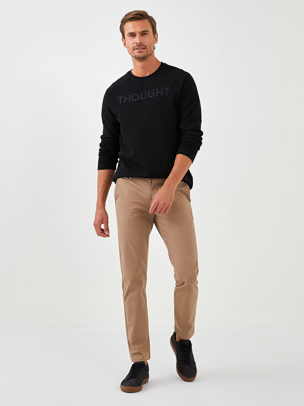 Футболка з довгим рукавом і принтом для чоловіків з круглим вирізом-1