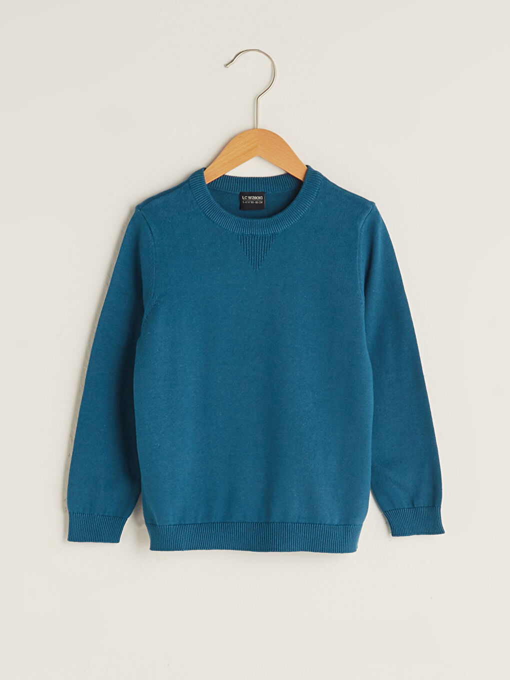 Petrol Bisiklet Yaka Basic Uzun Kollu Erkek Çocuk İnce Triko Kazak