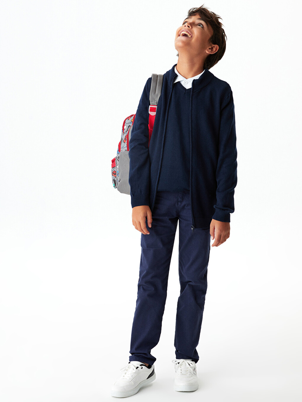 Basic Stand Collar Long Sleeve Boy's Slim Knitwear Cardigan-2
