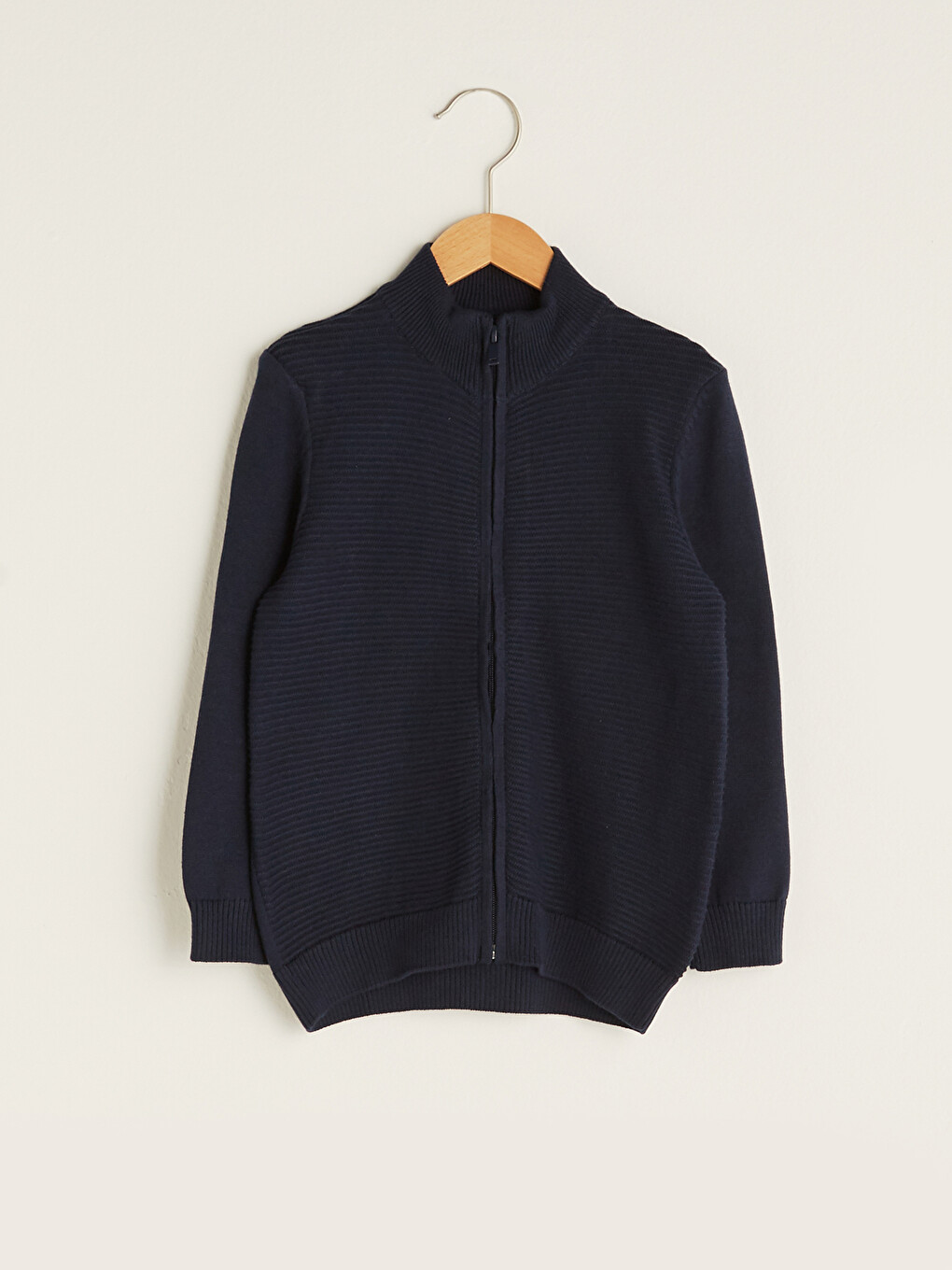 Basic Stand Collar Long Sleeve Boy's Slim Knitwear Cardigan-3