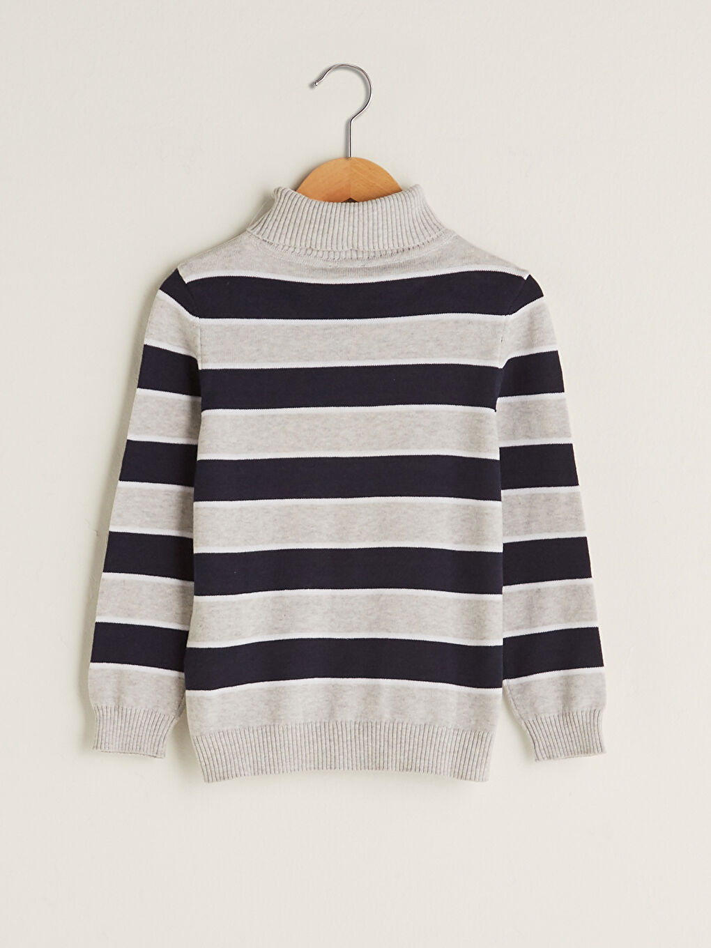 Turtleneck Striped Long Sleeve Boy's Slim Knitwear Sweater-1