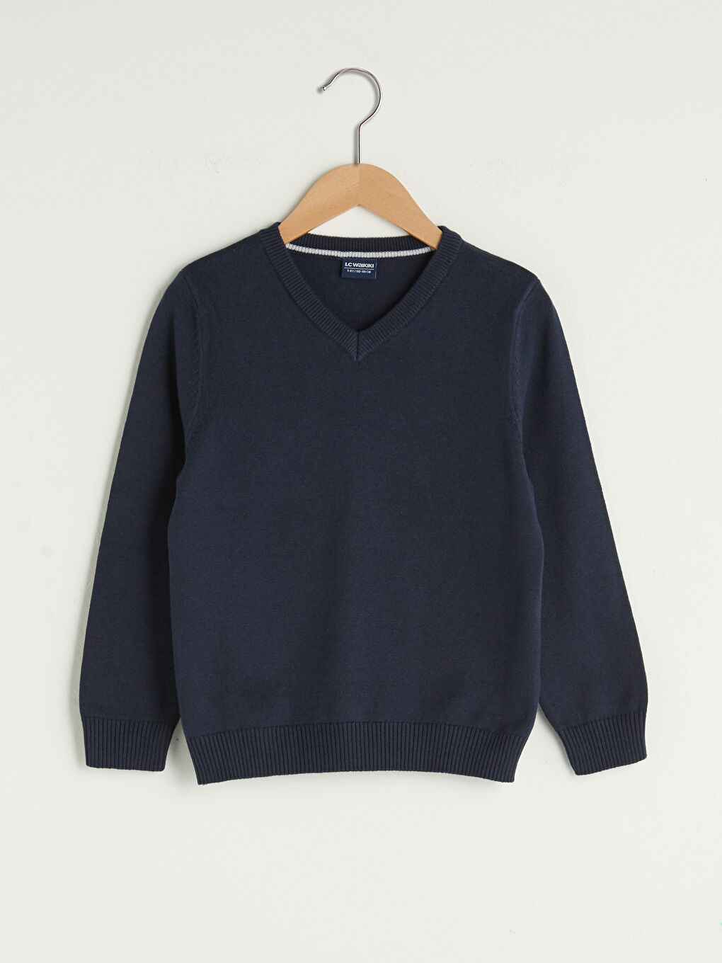 V Neck Basic Long Sleeve Boy's Slim Knitwear Sweater