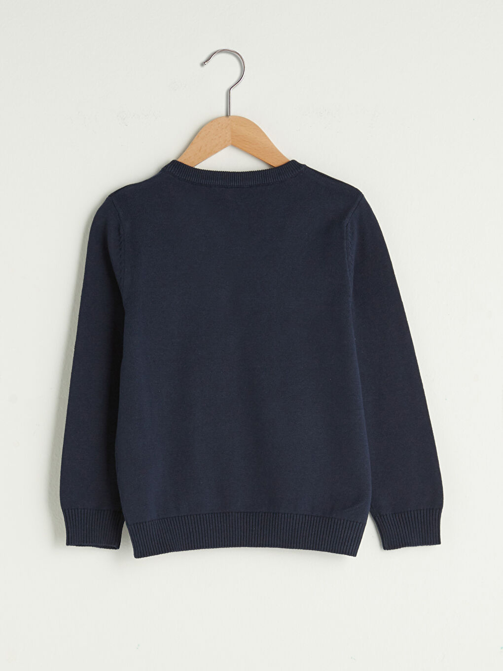 V Neck Basic Long Sleeve Boy's Slim Knitwear Sweater-1