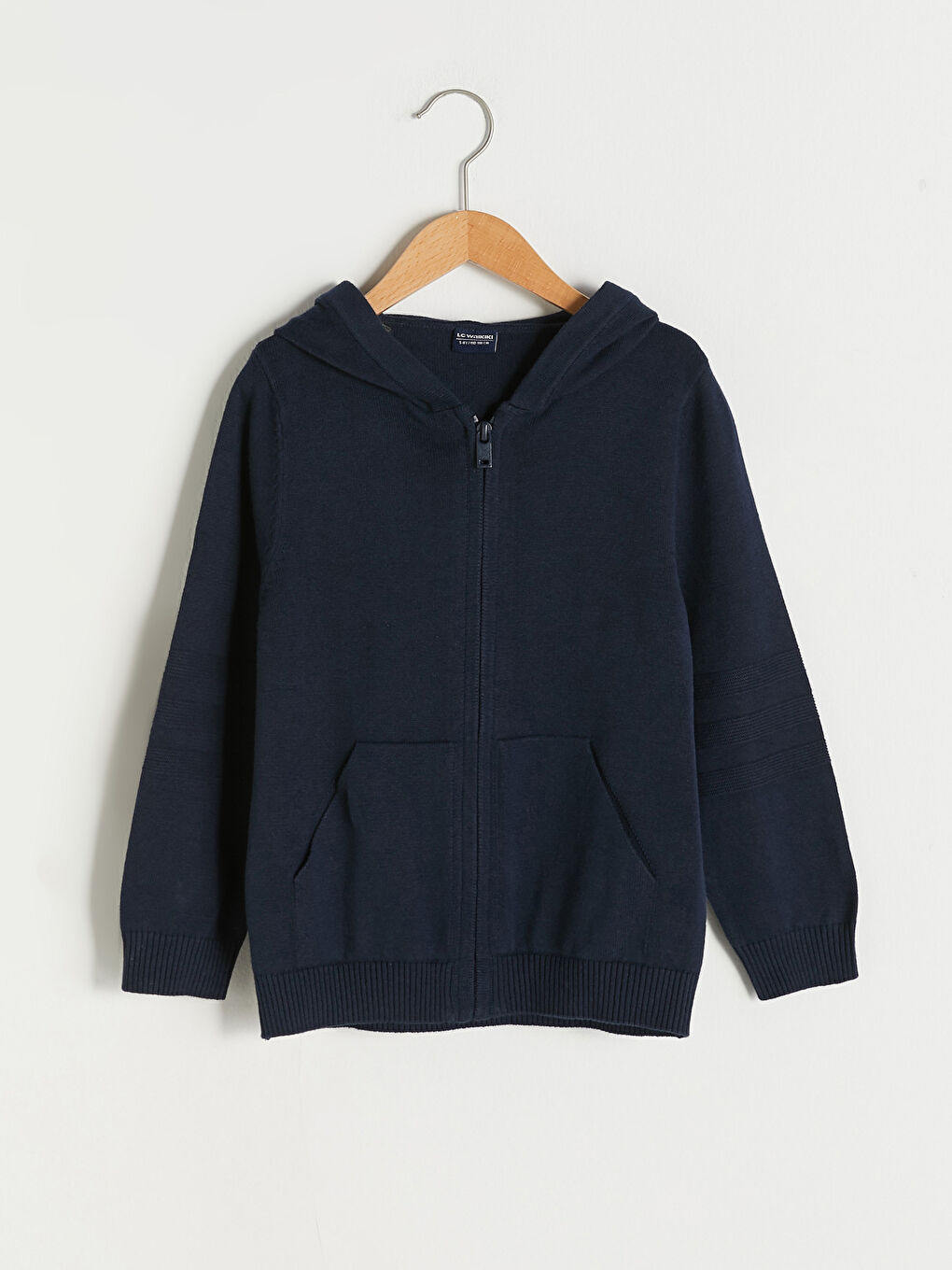 Базовый Тонкий Вязаный Кардиган На Молнии С Капюшоном И Длинными Рукавами Для Мальчика