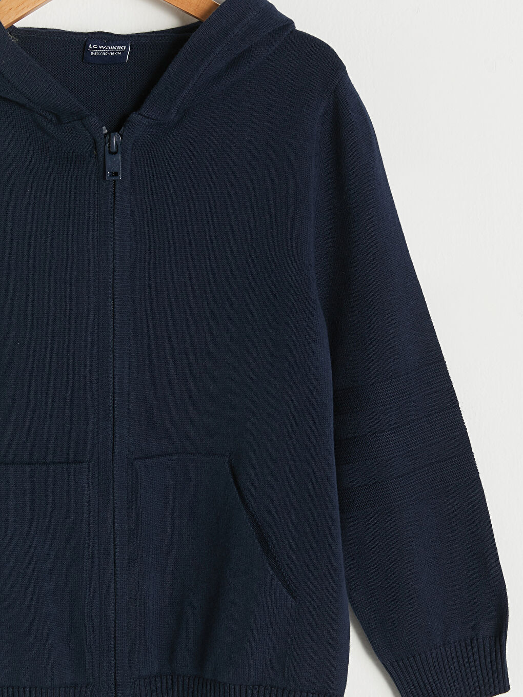 Базовый Тонкий Вязаный Кардиган На Молнии С Капюшоном И Длинными Рукавами Для Мальчика-2