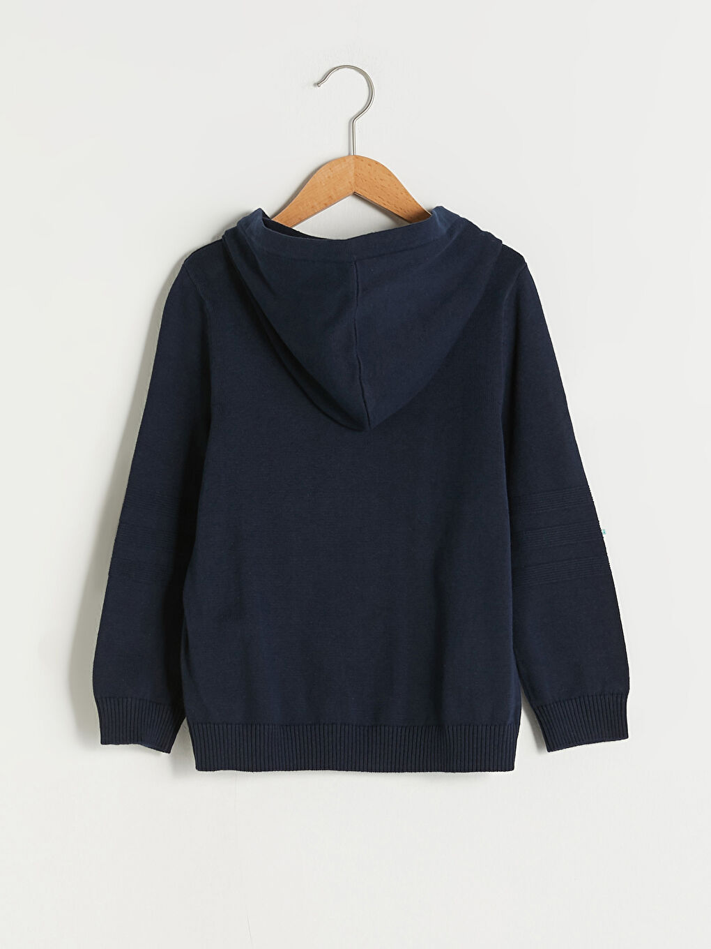 Базовый Тонкий Вязаный Кардиган На Молнии С Капюшоном И Длинными Рукавами Для Мальчика-1