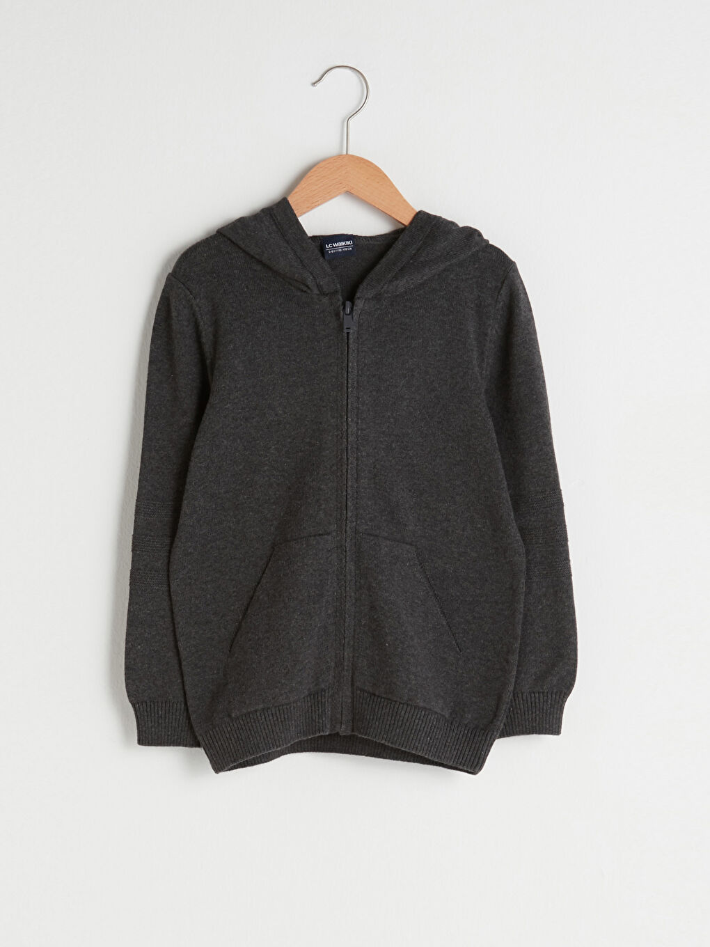 Cardigan Garçon Basique À Capuche Zippé En Maille Fine À Manches Longues