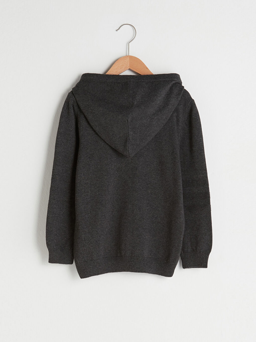 Cardigan Garçon Basique À Capuche Zippé En Maille Fine À Manches Longues-1