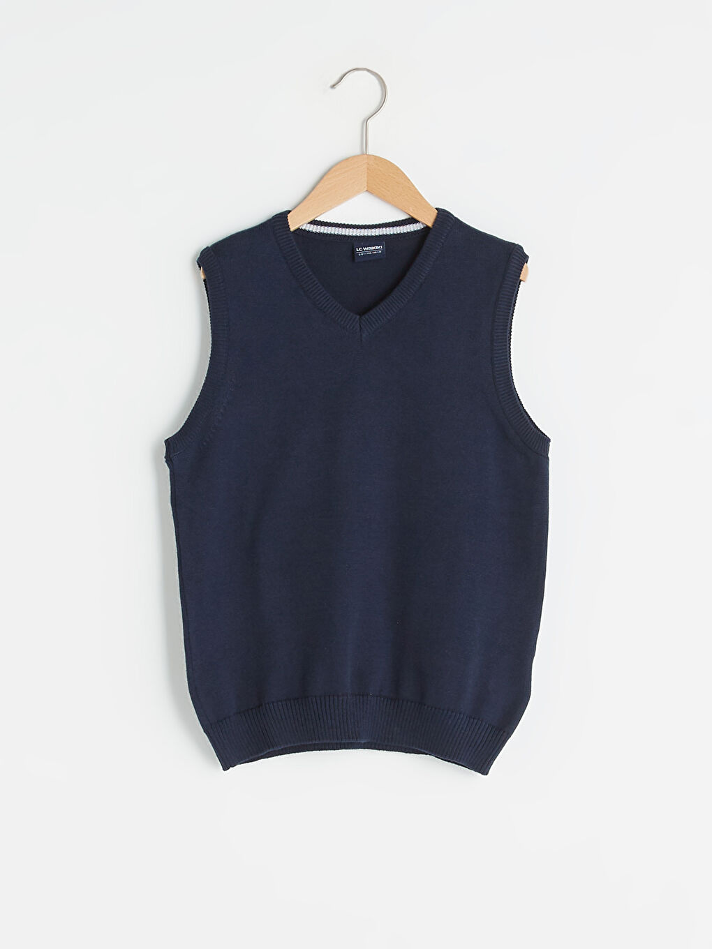Lacivert V Yaka Basic Erkek Çocuk İnce Triko Süveter-2