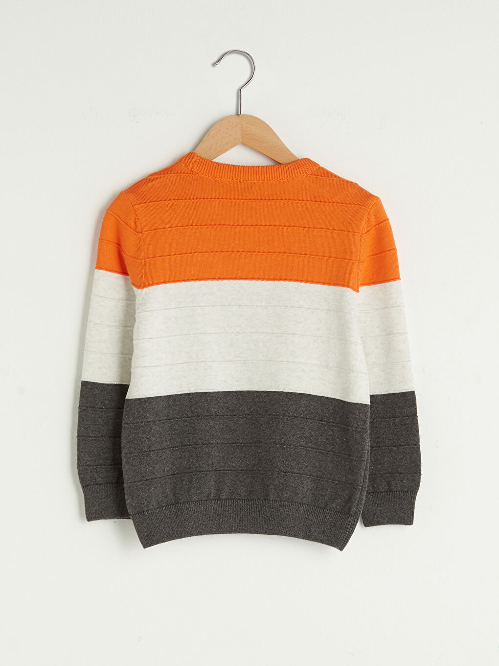 LCW Kids Crew Neck Long Sleeve Boy Thin Tricot Sweater with Color Block -W11841Z4-LGZ