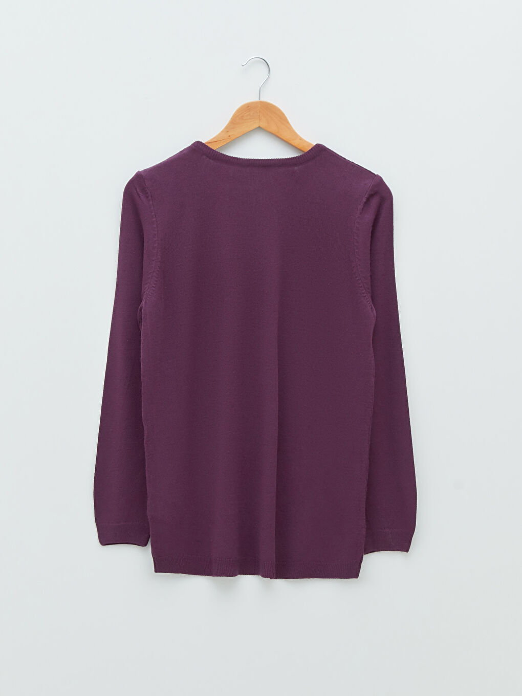 Mürdüm Bisiklet Yaka Düz Uzun Kollu Kadın Triko Kazak-6