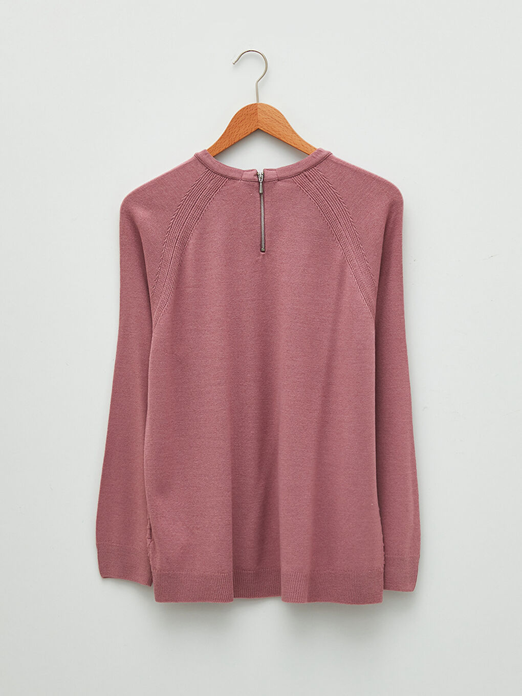 Lila Bisiklet Yaka Kendinden Desenli Uzun Kollu Kadın Triko  Kazak-6