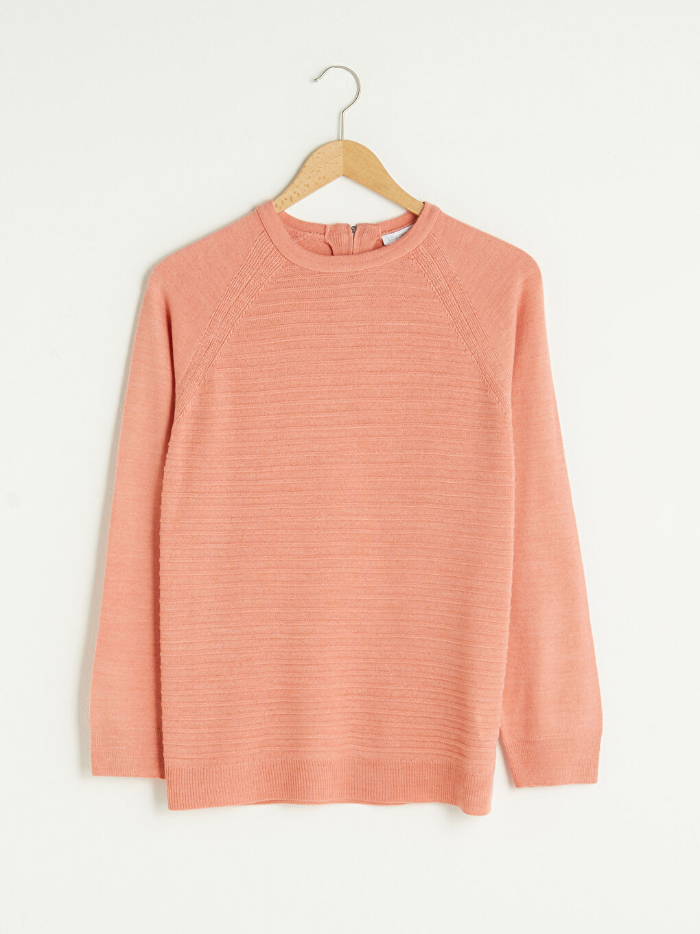 Crew Neck Self Patterned Long Sleeve Women's Tricot Jumper-5