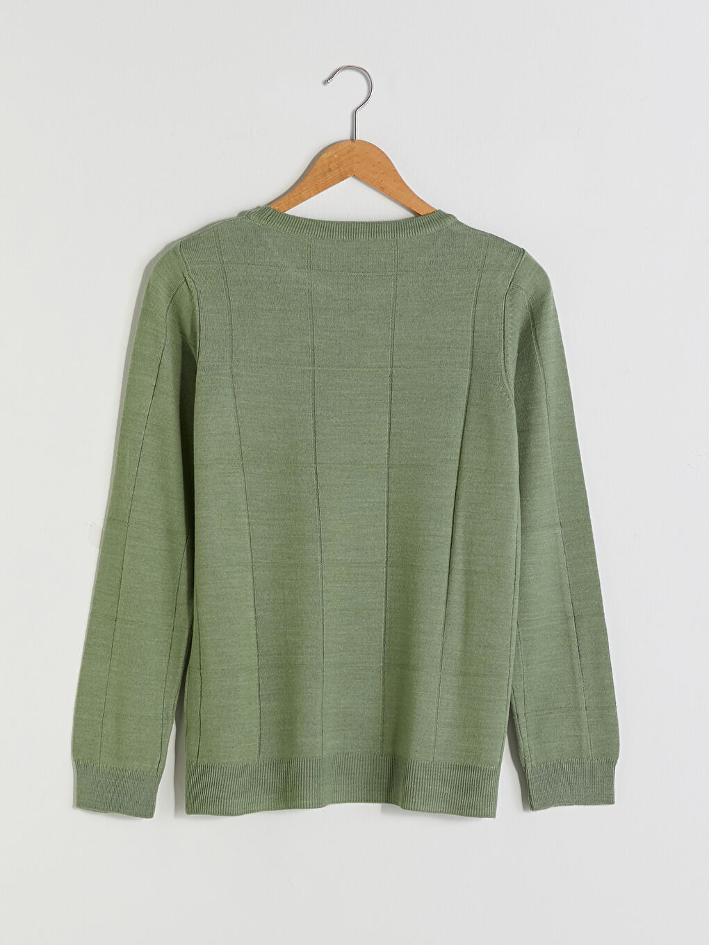 Пуловер с кръгло деколте, с шарки, дълъг ръкав, плетиво за жени-7