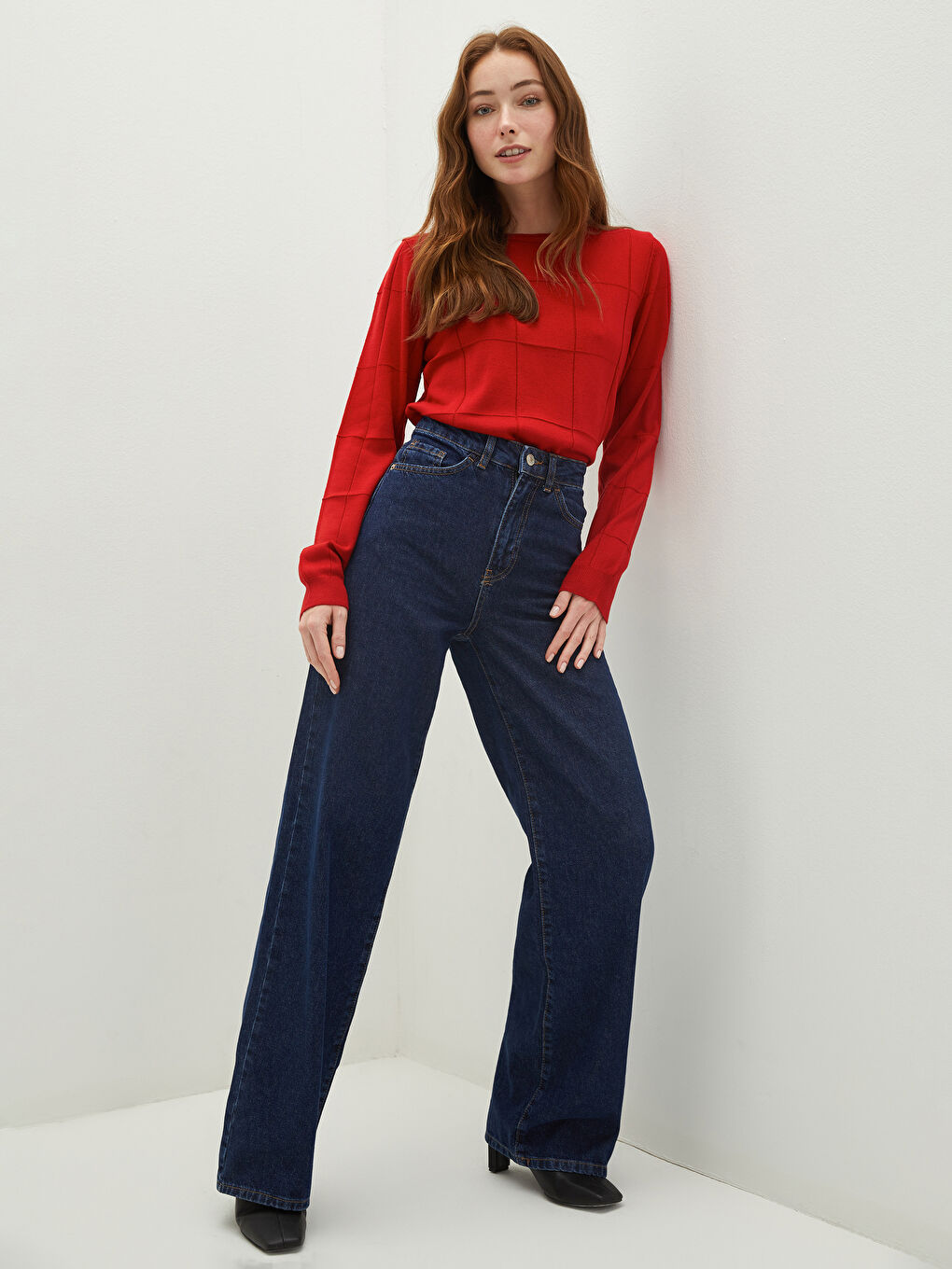 Светр з круглим вирізом горловини, візерунковий, довгий рукав, трикотажний, для жінок-3