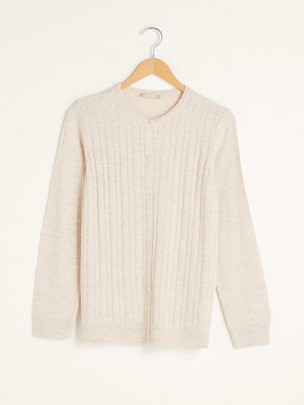 Кардиган из трикотажа с длинным рукавом и круглым вырезом, узорчатый, для женщин-4