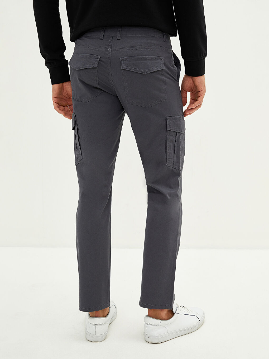 Regular Fit Gabardine Men's Cargo Trousers-4