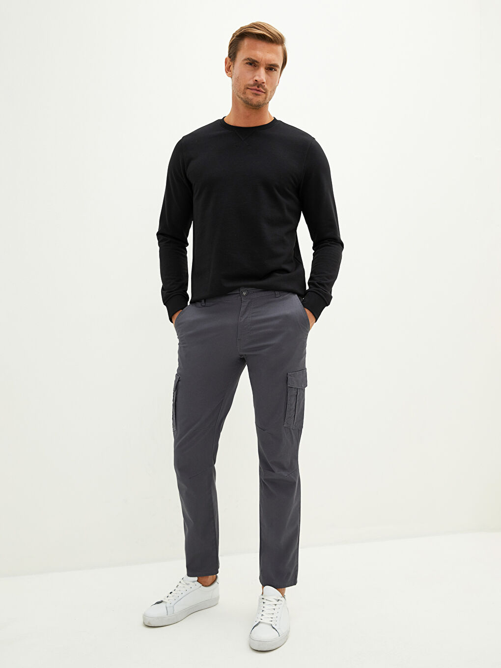 Regular Fit Gabardine Men's Cargo Trousers