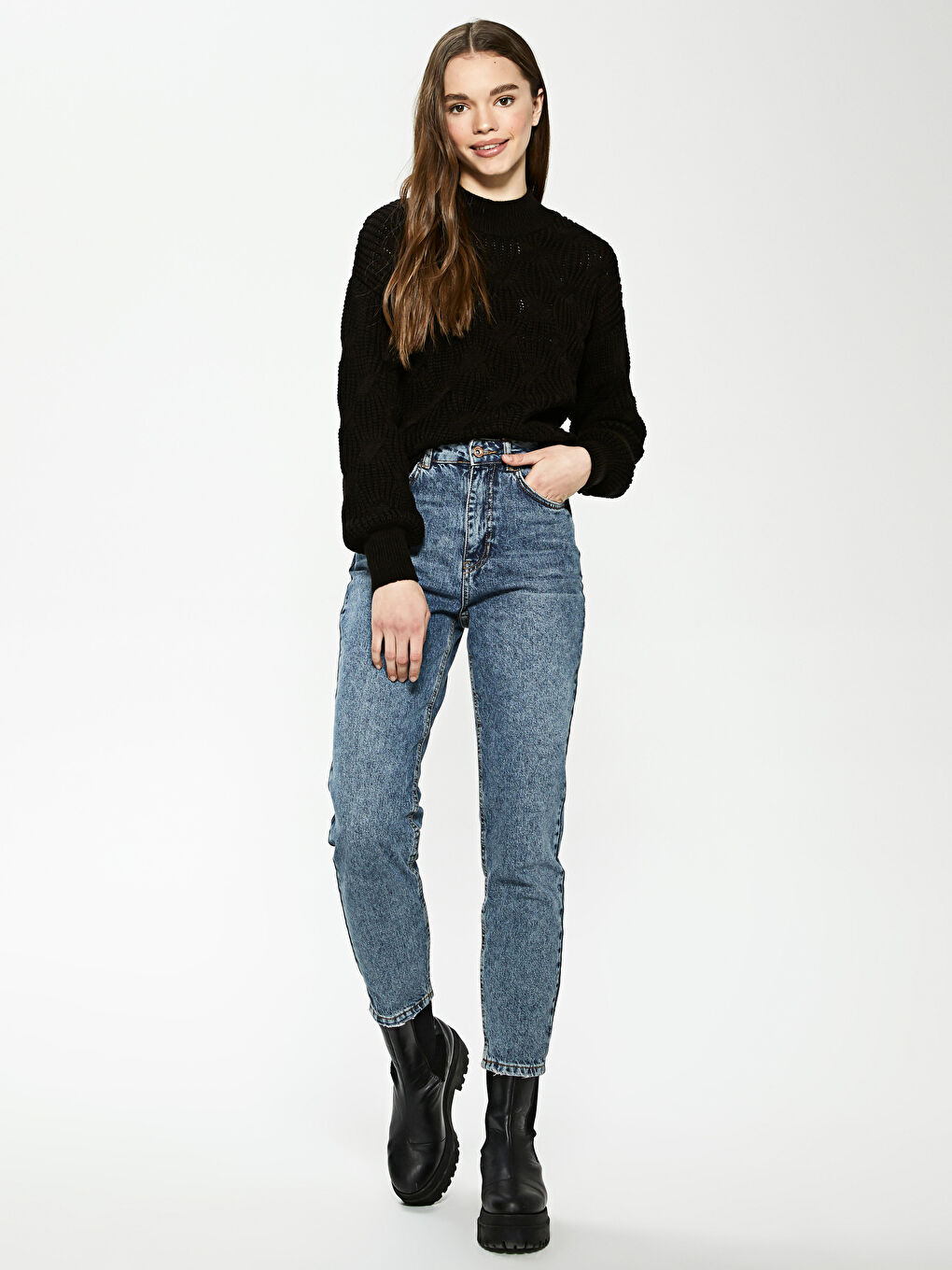 әйелдерге арналған өрнекті ұзын жең оверсайз трикотаж жемпір-2