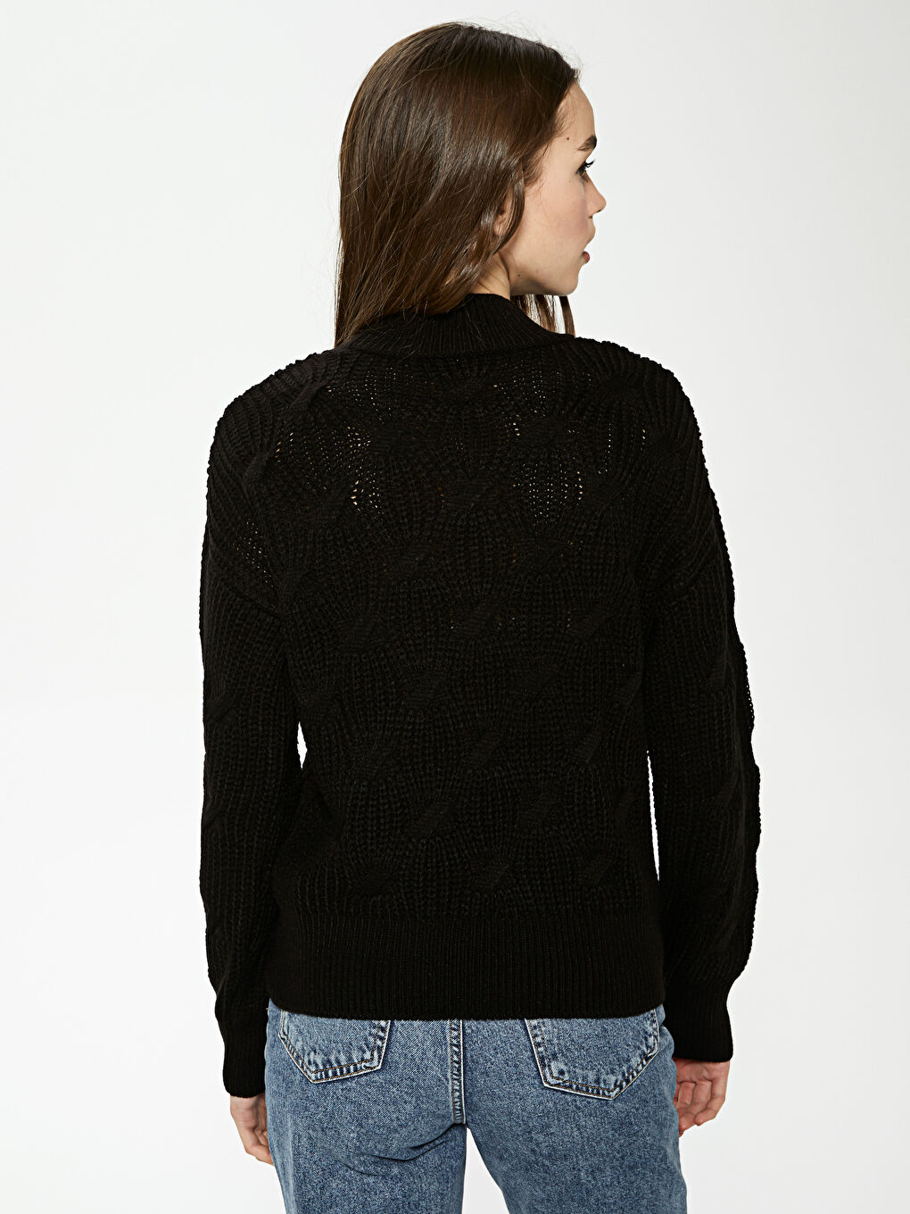 әйелдерге арналған өрнекті ұзын жең оверсайз трикотаж жемпір-4