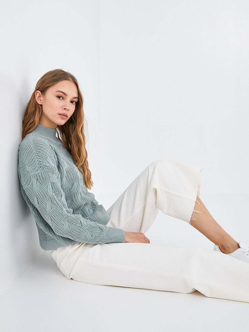 Свитер Женский Трикотажный Оверсайз С Узором и Длинными Рукавами, Полуводолазка-2