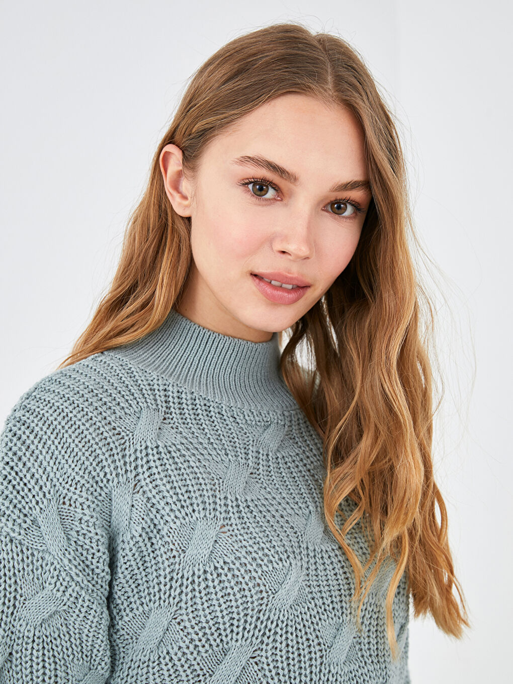 Свитер Женский Трикотажный Оверсайз С Узором и Длинными Рукавами, Полуводолазка-4