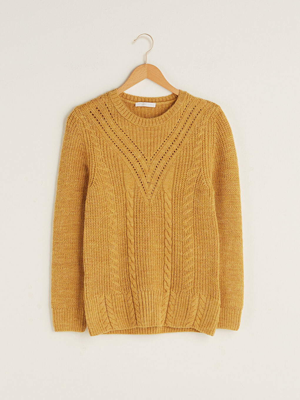 Свитер из трикотажа с круглым вырезом, узорчатый, с длинным рукавом для женщин-5