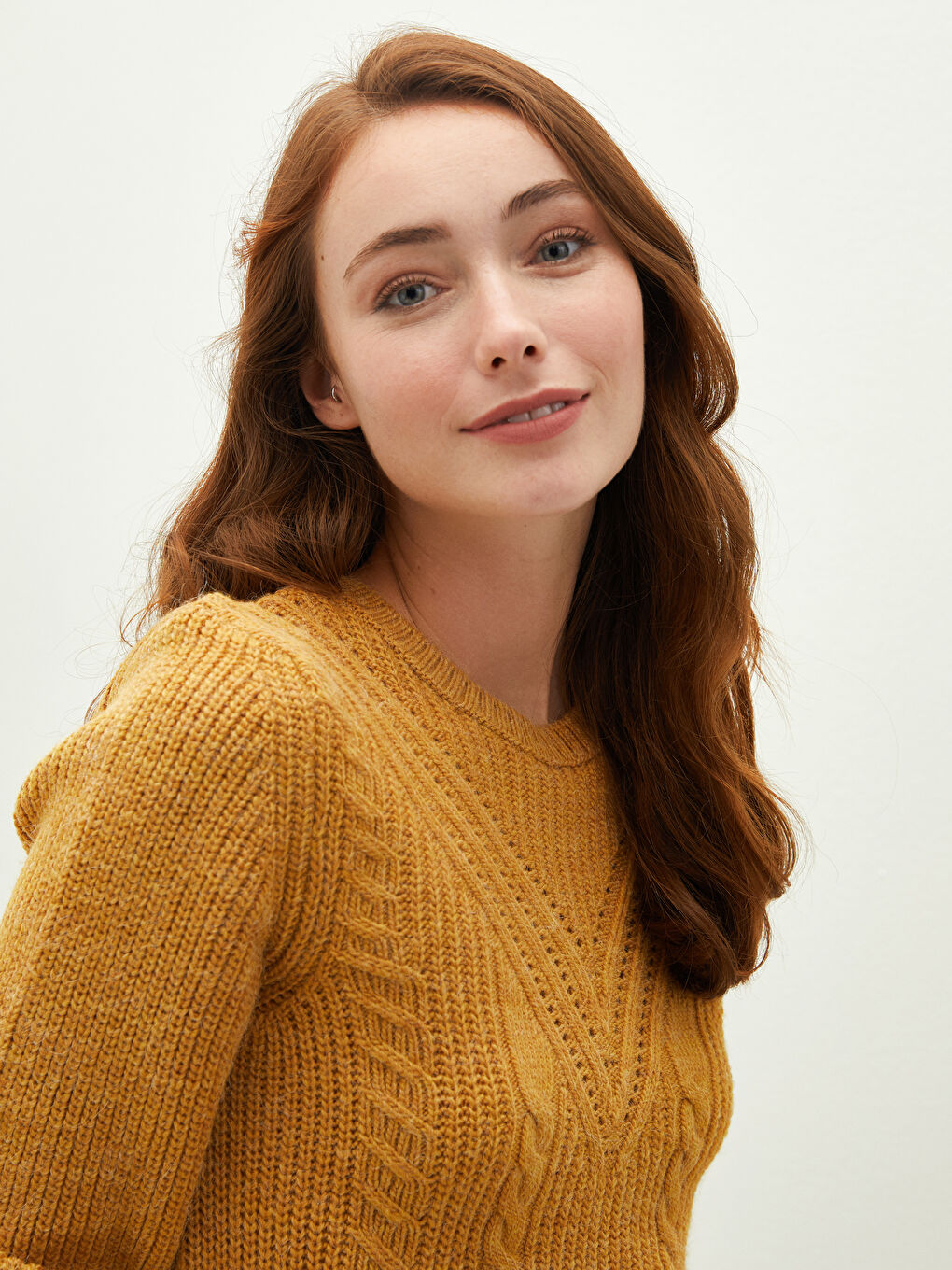 Свитер из трикотажа с круглым вырезом, узорчатый, с длинным рукавом для женщин-2